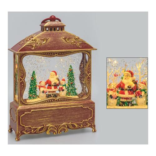 Lotti Decoro XMAS KING Lanterna Piatta Acqua Glitter Led Rosso antico e Oro (19x7x27 cm) 67127