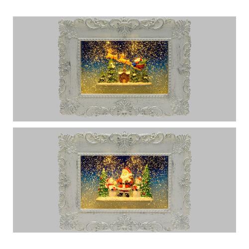 Lotti Decoro XMAS KING Quadro con Acqua Glitter Led Assortito (27x21 cm) 59887