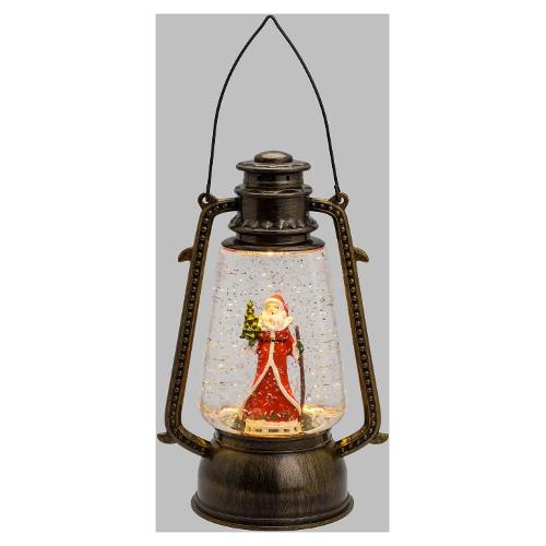 Lotti Decoro XMAS KING Lanterna con Acqua Glitter Led Marrone (15x24 cm) 48201