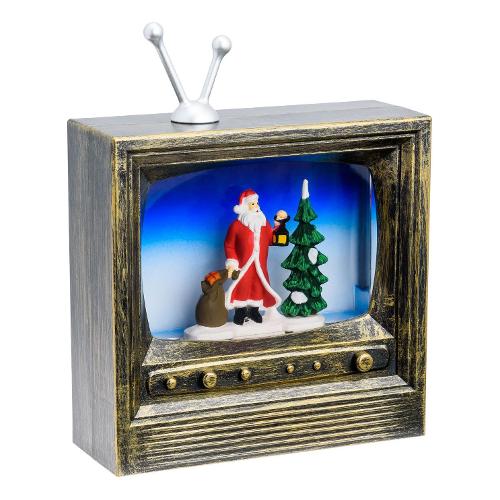 Lotti Decoro XMAS KING Tv Brunita con Acqua Glitter Led Marrone (17,5x6,5x22 cm) 59771
