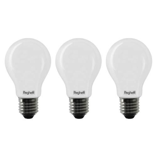 Beghelli Set lampadine led (3 pz) a goccia E27 (8W) , luce calda TUTTOVETRO LED 58050