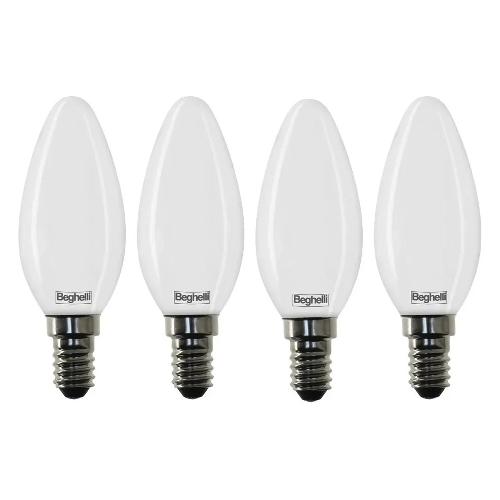 Beghelli Set lampadine led (4 pz) candela E14 (5W) , luce calda TUTTOVETRO LED 58053