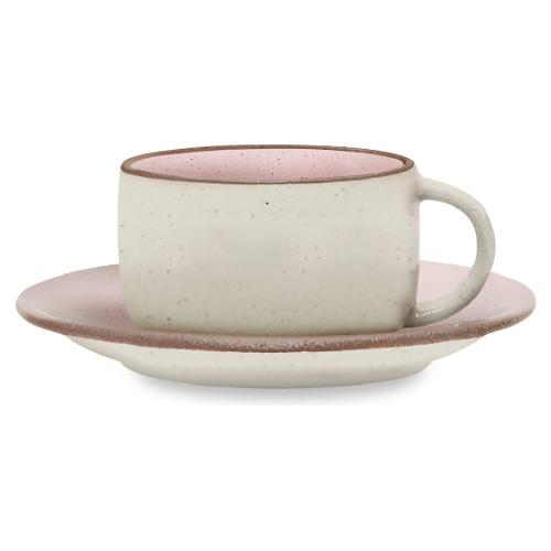 Fade Tazza con piatto (400ml) da colazione BISCUIT PINK Beige e Rosa 55808