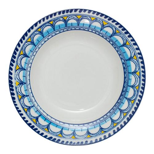 Piatto fondo D. 23cm ORTIGIA Bianco e Blu 55026