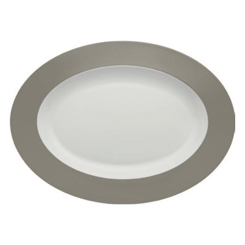 Livellara Piatto portata Porcellana (39x29cm) ovale FRESHNESS Bianco e Tortora A0437A60