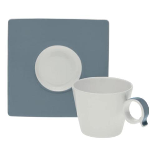 Livellara Tazzina caffè con piatto (6,7cm) FRESHNESS BANDY Bianco e Avio