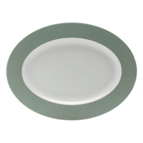 Livellara Piatto portata Porcellana (39x29cm) ovale FRESHNESS Bianco e Sage A0437D60