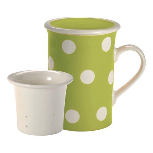 Livellara Tisaniera Porcellana (8x12cm) FRESHNESS DOTS Verde A06002T21