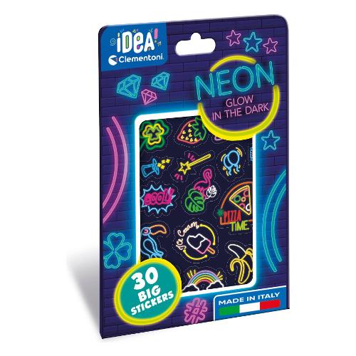 Clementoni Neon Stickers 30 pz Glow in the Dark IDEA! Assortito 18699