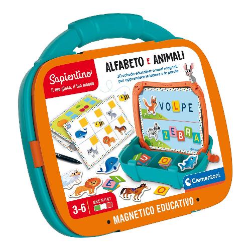 Clementoni Gioco educativo Valigetta Magnetica Alfabeto e Animali SAPIENTINO 16714