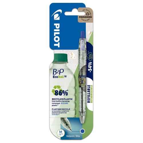 Pilot Penna sfera roller scatto Ecoball B2P tratto Medio - 1,0 mm Blu gel 3800263