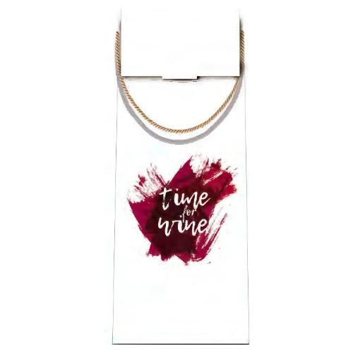 Marpimar Shopper regalo per bottiglia (11x9x35 cm) Time Bianco 21PL112