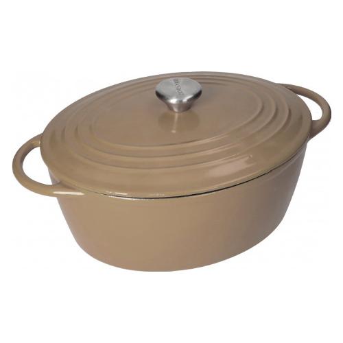 Brandani Casseruola ovale con coperchio ghisa (29x23,5x12,5cm) Tortora 52578