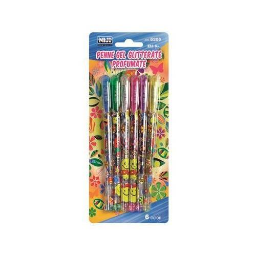 Lebez Set penne a sfera cappuccio 6 pz tratto Medio Glitter profumato gel 5306