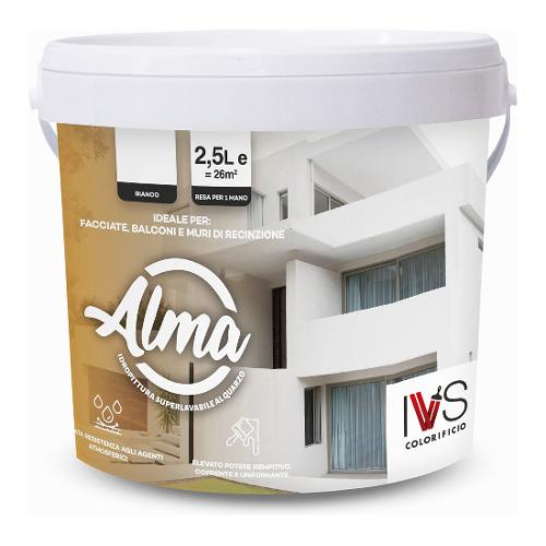 Ivs Idropittura per muro ALMA Superlavabile Quarzo Bianco opaco 2,5 lt