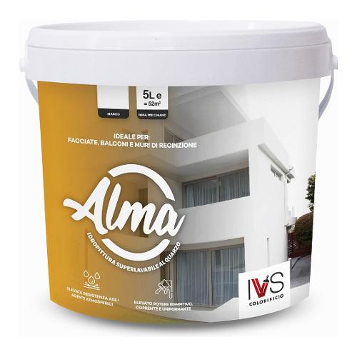 Ivs Idropittura per muro ALMA Superlavabile Quarzo Bianco opaco 5 lt