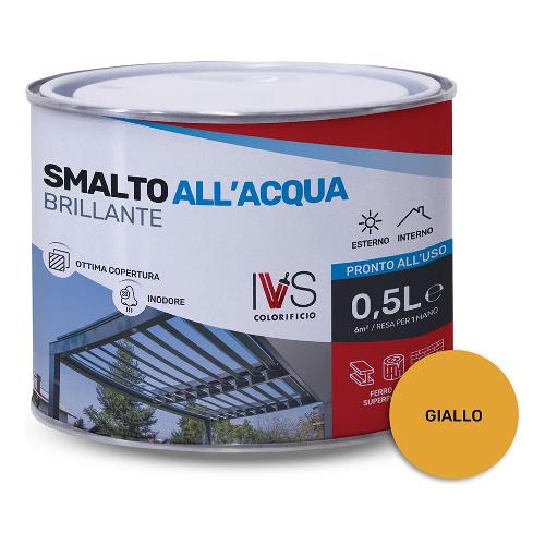 Ivs Smalto acqua satinato inodore giallo segnale ral 10 barattolo 500 ml