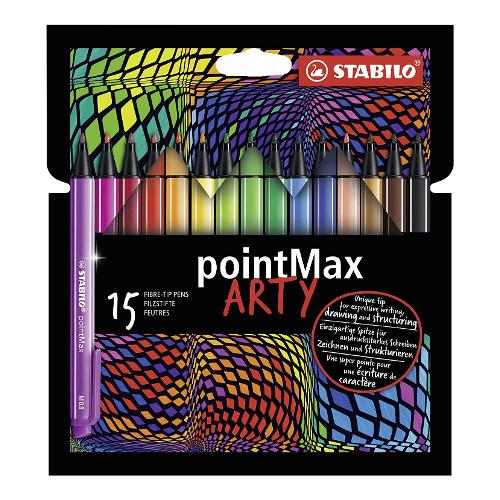 Stabilo Pennarelli per scrittura sezione esagonale 15 pz Arty tratto Medio - 0,8 mm POINTMAX colori assortiti 488 15 1 20