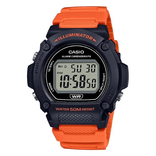 Casio Orologio COLLECTION W 219H 4Avef Nero e Arancione