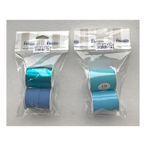 Saul Sadoch Nastro regalo Rocchetto Azzurro assortito 1cm x 10m 2 pz