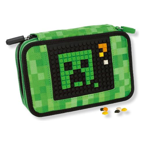 Franco Cosimo Panini Astuccio triplo scomparto accessoriato MINECRAFT Verde e Nero 65810 36 colori con penne e accessori