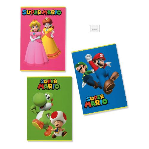 Franco Cosimo Panini Quaderno quadretti 5 mm A4 SUPER MARIO assortito 65043