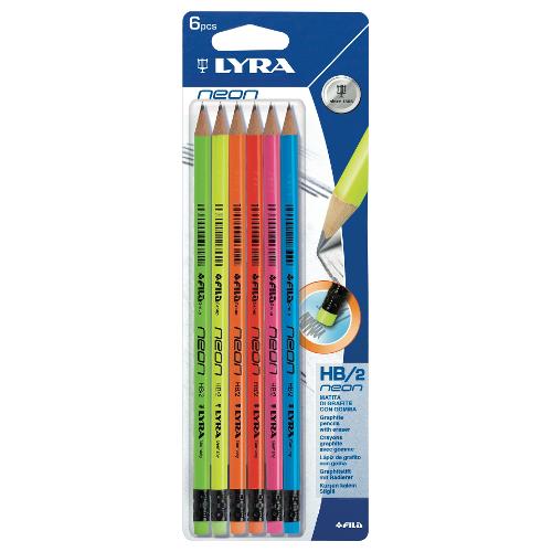 Lyra Set matite grafite gradazione HB/2 sezione triangolare 6 pz NEON L1298001