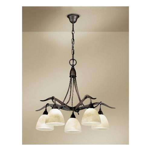 Lam Export Lampadario SOAVE Testa di moro e Scavo antico (65cm) 4280 5 5 luci - E14 - Max 20W