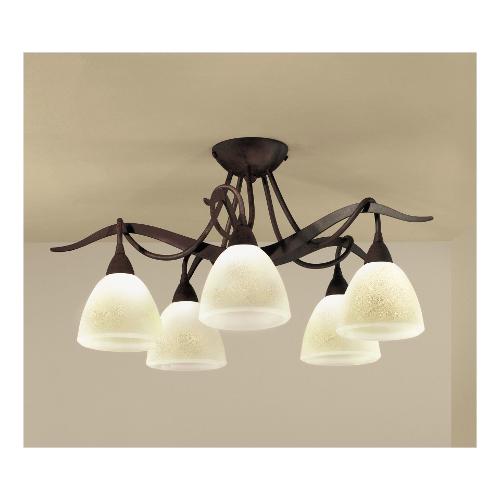 Lam Export Plafoniera SOAVE Testa di moro e Scavo antico (65x35cm) 4280 5PL 5 luci - E14 - Max 20W