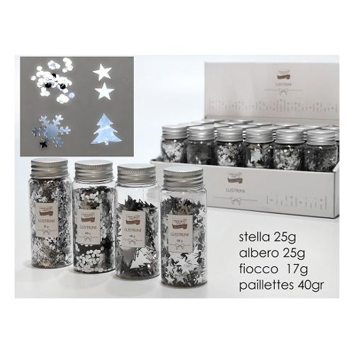 General Trade Brillantini Stella, albero, fiocco o pailettes Silver Assortito 442507