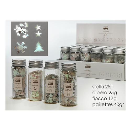 General Trade Brillantini Stella, albero, fiocco o pailettes Bianco Assortito 442508
