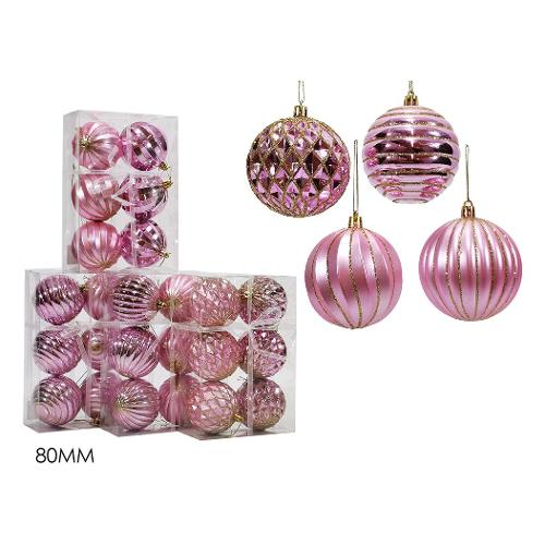 General Trade Set palline albero di natale (6 pz) Sfera Mix Rosa 435534 (8cm)