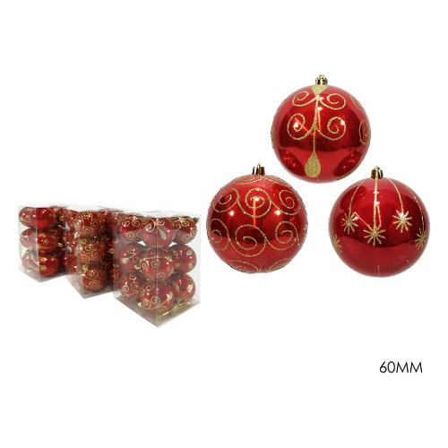 General Trade Set palline albero di natale Plastica (12 pz) Rosso 418723 (6cm)
