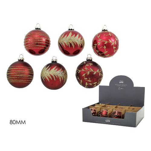 General Trade Pallina albero Natale (1pz-8cm) Vetro Sfera Rosso Mix Assortito 424702