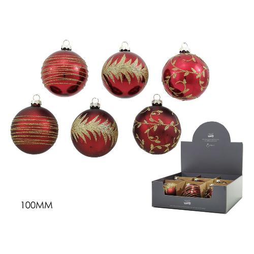 General Trade Pallina albero Natale (1pz-10cm) Vetro Sfera Rosso Mix Assortito 424703