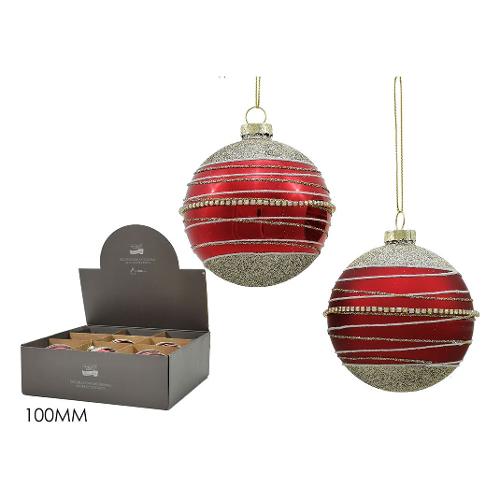 General Trade Pallina albero Natale (1pz-10cm) Vetro Sfera Rosso mix Assortito 402954