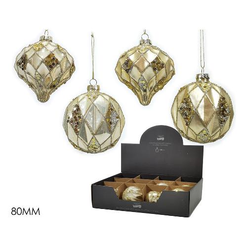 General Trade Pallina albero Natale (1pz-8cm) Vetro Sfera Oro Mix Assortito 403214