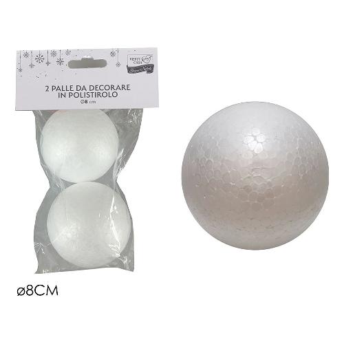 General Trade Set palline albero di natale Polistirolo (2 pz) da decorare Bianco 890518 (8cm)