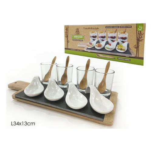 General Trade Antipastiera Bamboo (34cm) base con 4 ciotole e bicchieri 635785