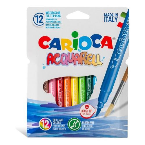 Carioca Pennarelli acquerellabili da disegno sezione tonda 12 pz tratto Medio colori assortiti 42747