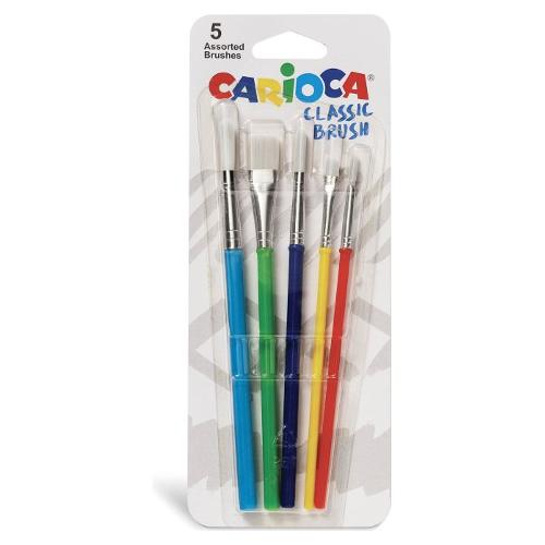 Carioca Set pennelli belle arti Set 5 pz punta tonda (n.4, 6, 8) e piatta (n. 10, 12) Classic 43171
