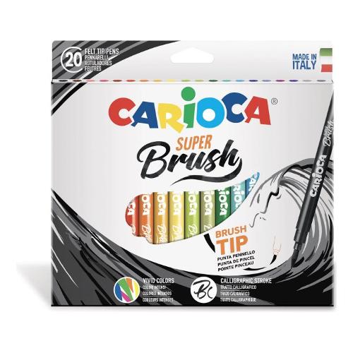 Carioca Pennarelli a pennello da disegno sezione tonda 20 pz Super Brush tratto Medio e grande colori assortiti 42968