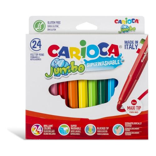 Carioca Pennarelli disegno maxi sezione ottagonale 24 pz tratto Grande JUMBO colori assortiti 40570