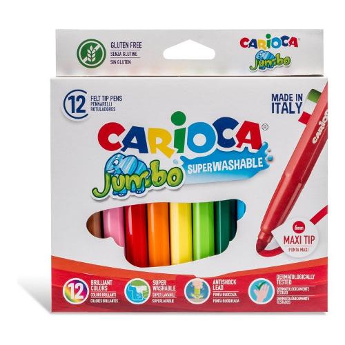 Carioca Pennarelli disegno maxi sezione ottagonale 12 pz tratto Grande JUMBO colori assortiti 40569