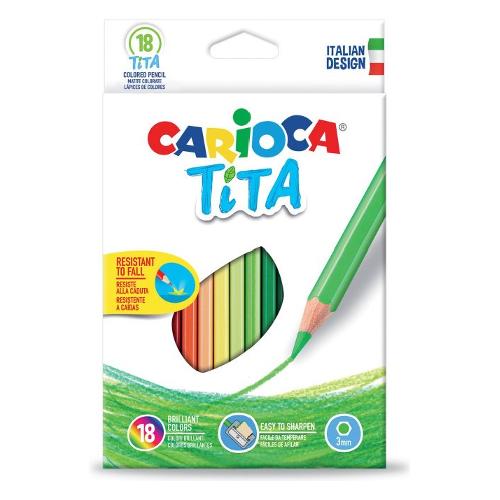 Carioca Set matite colorate classiche sezione esagonale 18 pz TITA Colori assortiti 42827