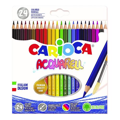 Carioca Set matite colorate acquarellabili sezione esagonale 24 pz ACQUARELL Colori assortiti 42858