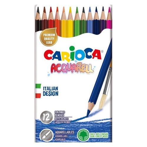 Carioca Set matite colorate acquarellabili sezione esagonale 12 pz ACQUARELL Colori assortiti 42857