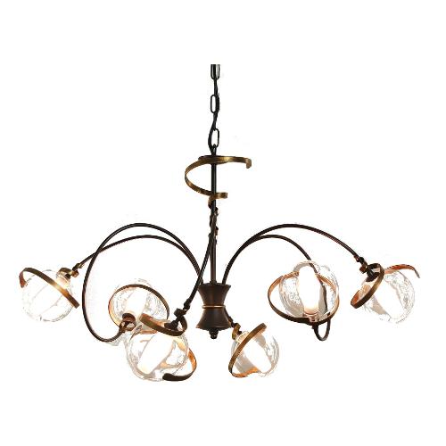 Favero Lampadario VORTICE Marrone e Oro (80cm) 1343LA6 6 luci - G9 - Max 240W