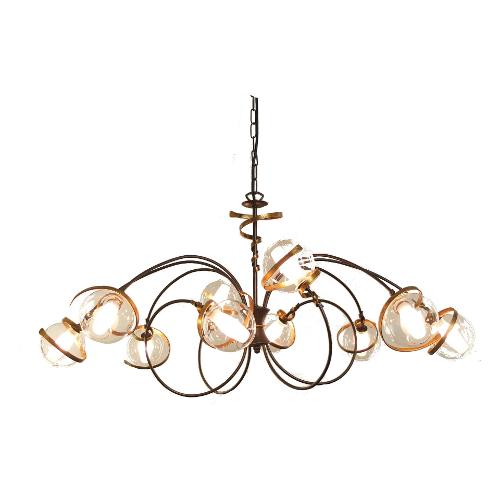 Favero Lampadario VORTICE Marrone e Oro (105cm) 1343LA10 10 luci - G9 - Max 400W