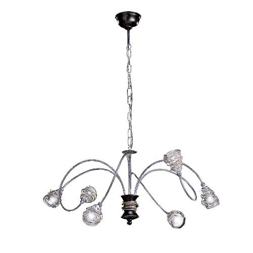 Favero Sospensione NIDO Nero e Silver (67x54x30cm) 1116LA6 6 luci - G9 - Max 240W